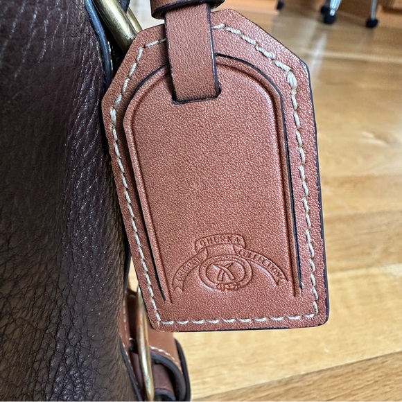 Ghurka Plaid Shoulder Bag. Brown and Tan with Gold Hardware. Luxury Leat… - Picture 3 of 11